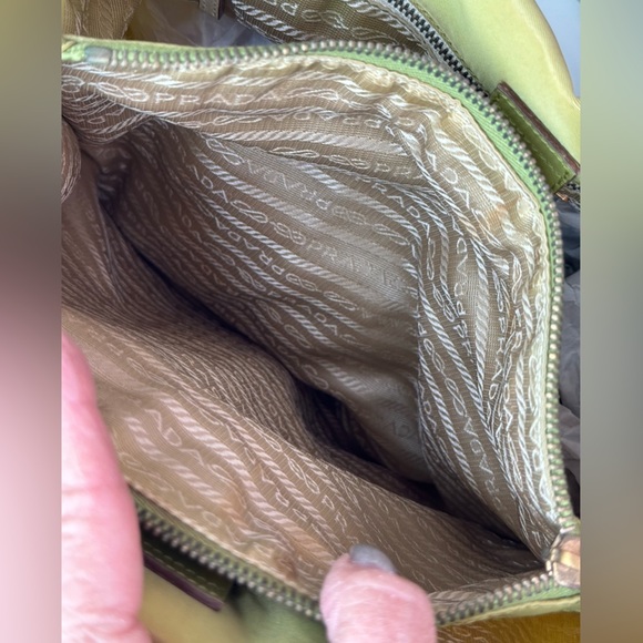 Prada - Authentic - Lime Green Canvas / Nylong Shoulder / Tote Bag - Picture 13 of 16